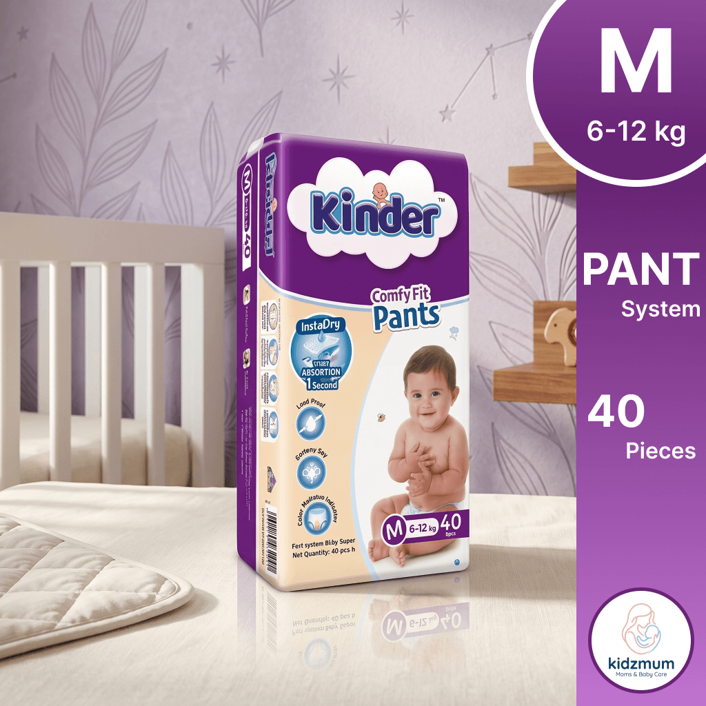 Kinder Comfy Fit Baby Pant Diapers Medium (40 Pcs | 6-12 kg)