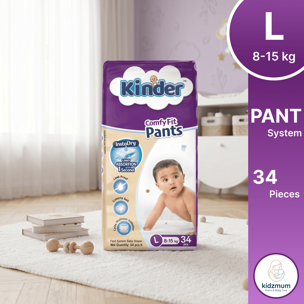 Kinder Comfy Fit Baby Pant Diapers Large (34 Pcs | 8-15 kg)