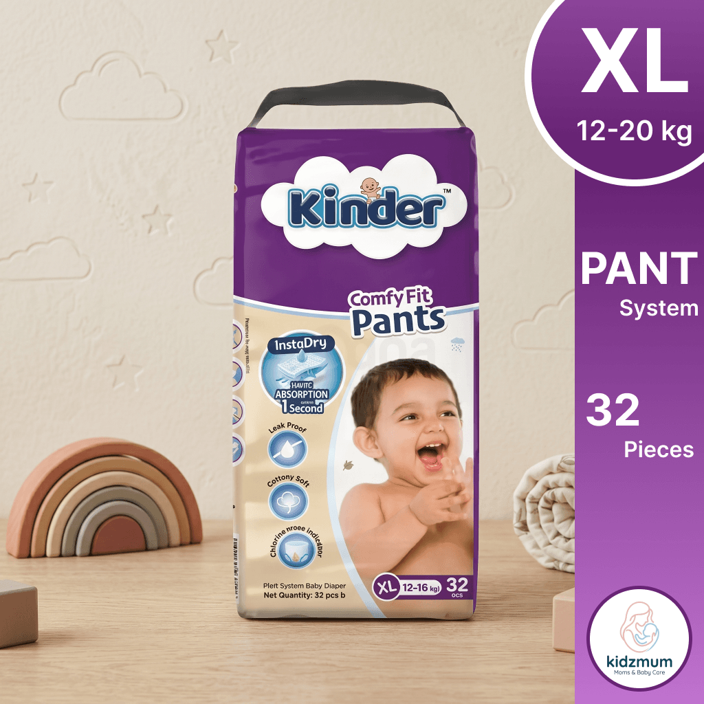 Kinder Comfy Fit Baby Pant Diapers XL (32 Pcs | 12-20 kg)
