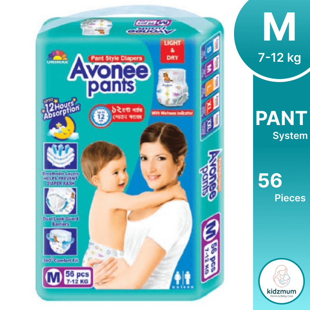 Avonee Baby Pant Diapers Medium (56 Pcs | 7-12 kg)